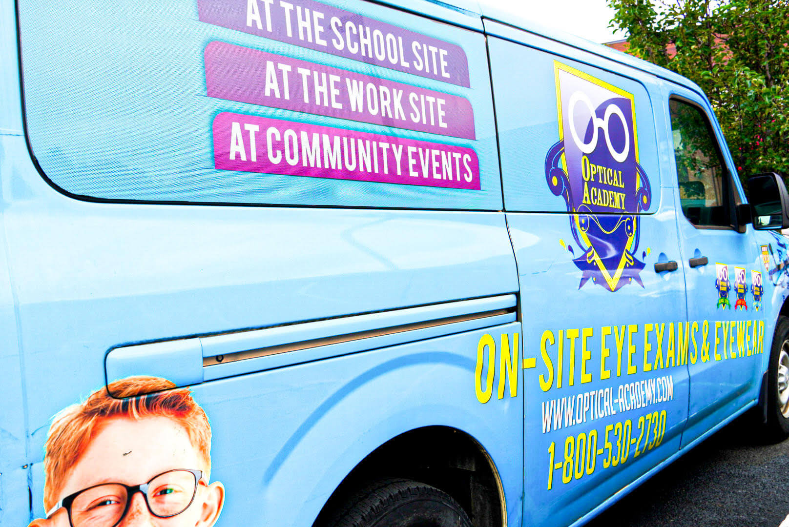 Optical Academy welcome setup at a worksite event